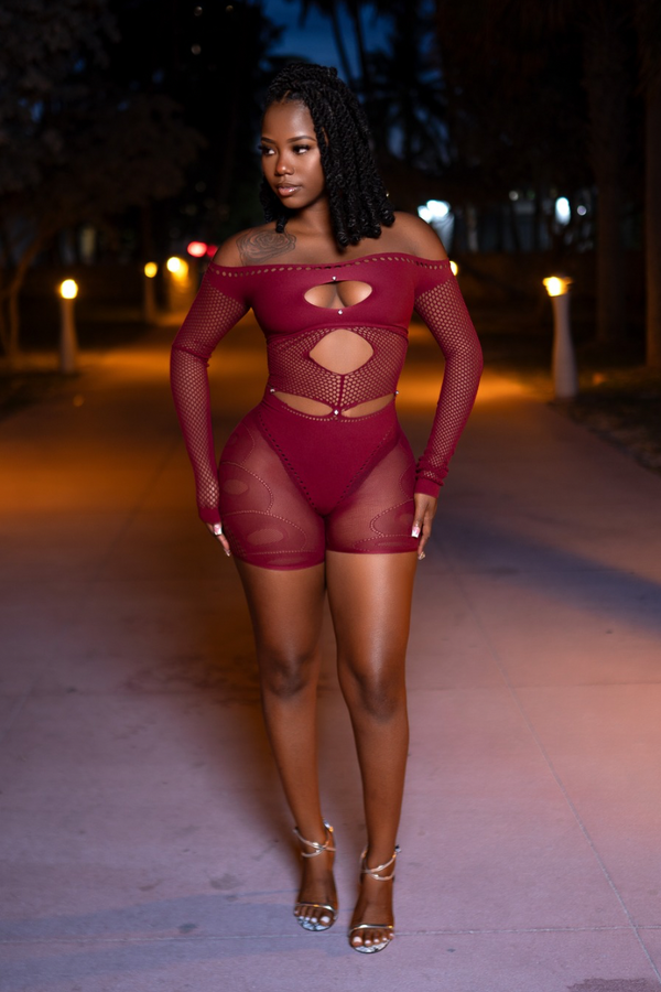 Nia Romper - Burgundy